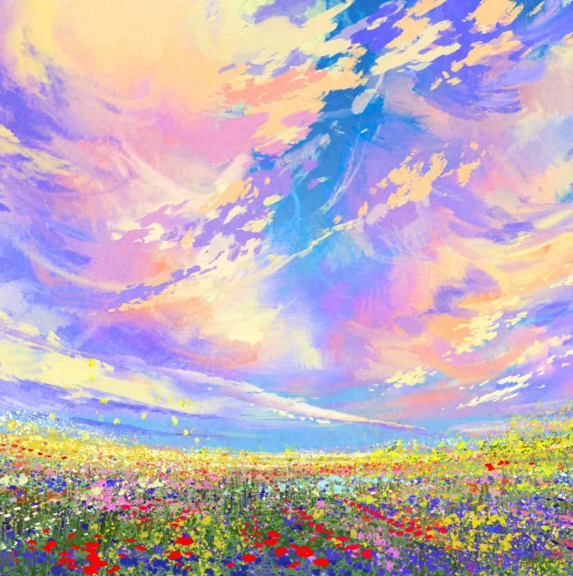 Spring landscape painting